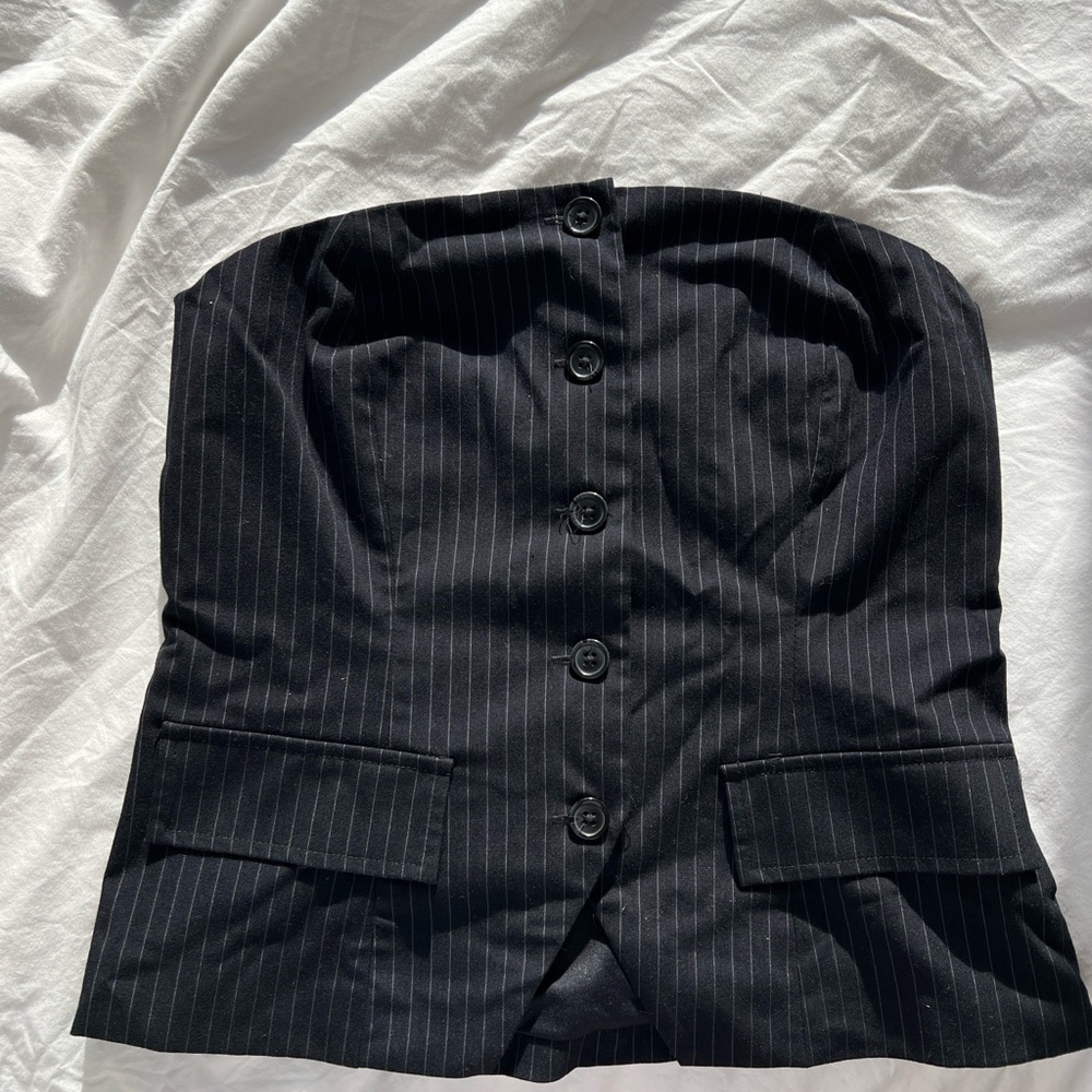 Wayf Black Pinstripe sleeveless top